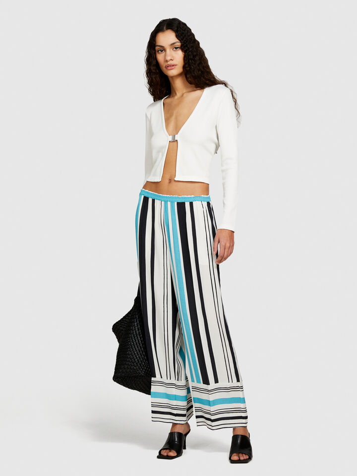 Printed satin trousers - women's flared trousers - Multi-color | Sisley image number 1